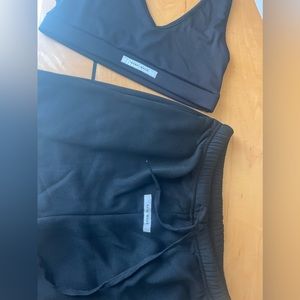 bralette and fleece lined jogger pants